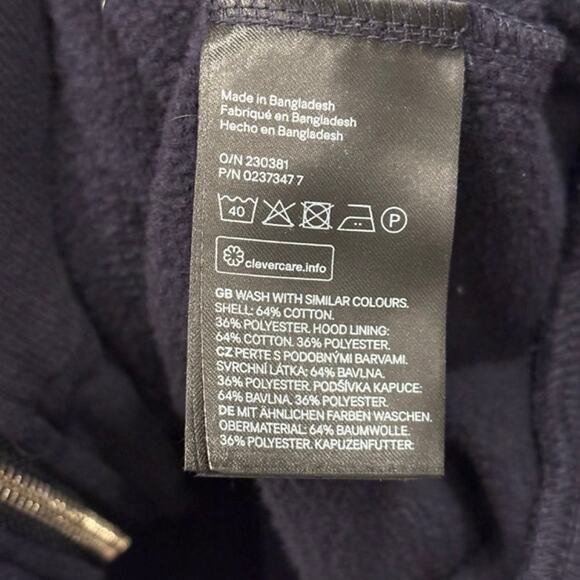 H&M Basics Full Zip Hooded Sweatshirt Womens Medium Navy Blue Minimalist Classic - Picture 4 of 6